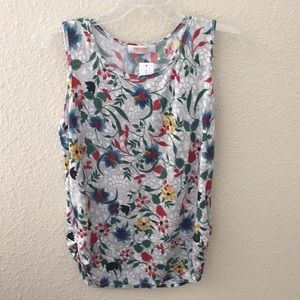XL white and multi colored floral tank top